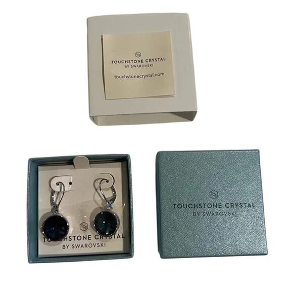 Touchstone Crystal Lulu Earrings Montana; Silver and Blue Crystal Earrings - Picture 4 of 4